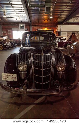 El Segundo, CA, USA - September 26, 2016: 1935 Chrysler Airflow displayed at the Automobile Driving Museum in El Segundo, California, United States. Editorial use only.