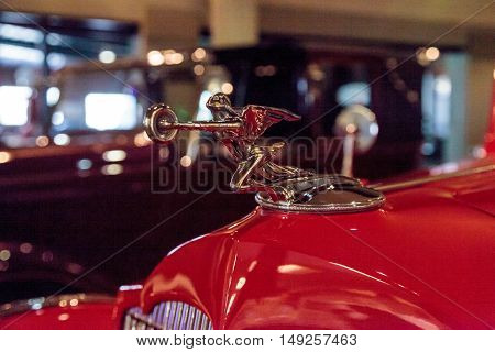 El Segundo, CA, USA - September 26, 2016: Red 1936 Packard Roadster Car displayed at the Automobile Driving Museum in El Segundo, California, United States. Editorial use only.