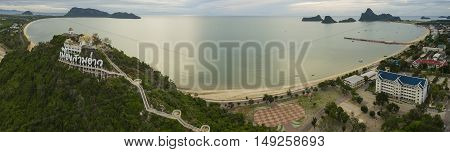 aerial view of prachaupkhirikan harbor southern of thailand