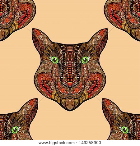 Colored Seamless Tiger pattern. Vector illustration image