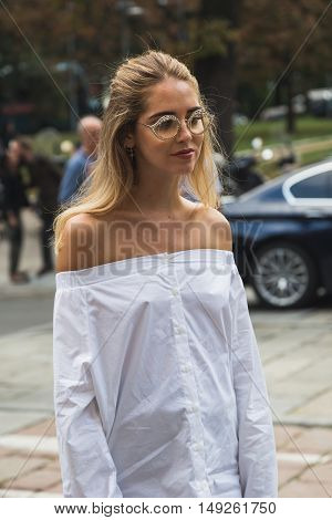 Chiara Ferragni Posing During Milan Fashion Week