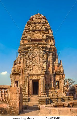 Temple made of stone situated on a mountain in Thailand