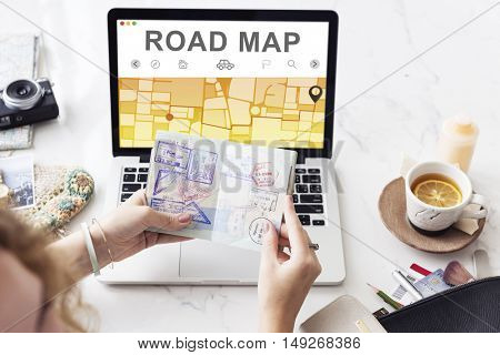 GPS Destination Route Map Graphic Concept