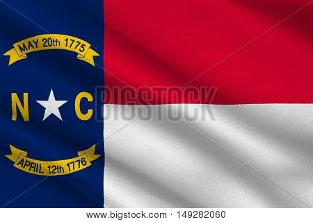 Flag of North Carolina is a state in the southeastern region of the United States. 3D illustration