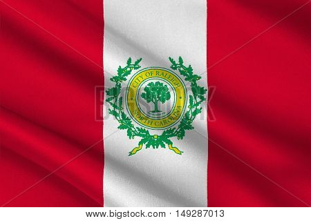 Flag of Raleigh is the capital of the state of North Carolina United States. 3D illustration
