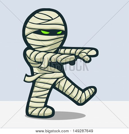 Funny mummy cartoon walking with from the death