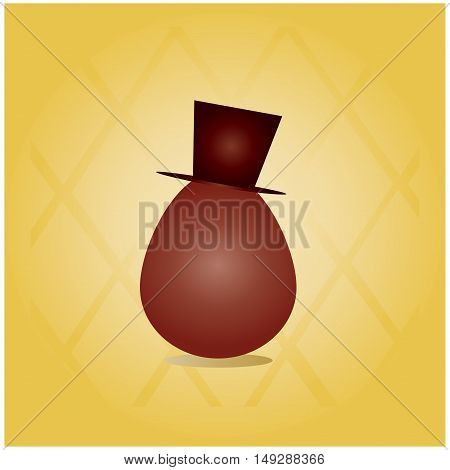 chocolate egg with a hat in white chocolate
