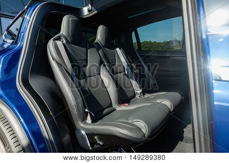 TILGURG, NETHERLANDS - SEPTEMBER 25, 2016: TESLA MODEL X. Tesla Motors Assembly Plant in Tilburg, Netherlands.