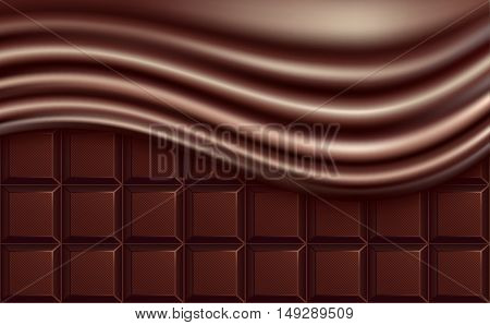 Chocolate wave and chocolate bar  vector illustration
