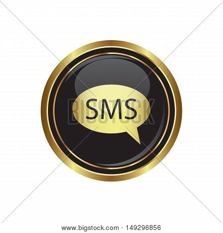 Sms icon on the button. Vector illustration