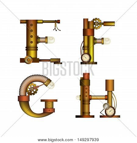 Set of Steampunk alphabet letter for your design. Vector illustration.