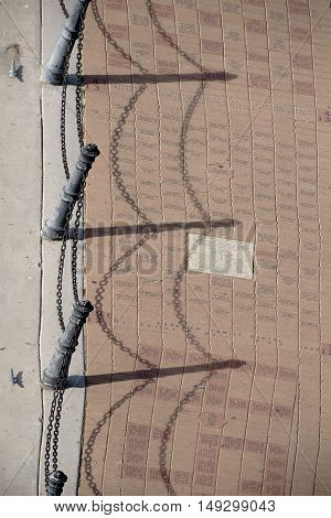LAKE HAVASU CITY, UNITED STATES - DECEMBER 23: The waterfront of Lake Havasu with memorial stones in the sidewalk on December 23, 2015 in Lake Havasu City.