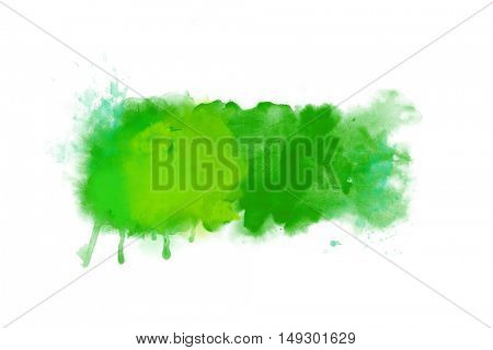 Green abstract watercolor artwork background banner isolated on white - big size
