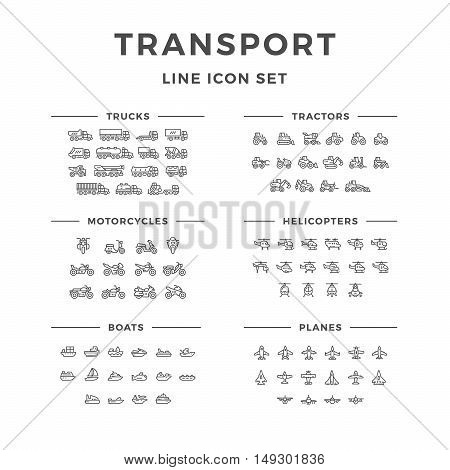 Set line icons of transport isolated on white. Vector illustration