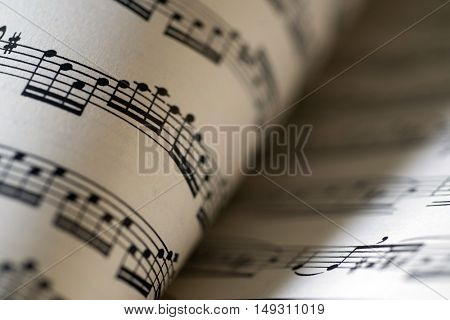 music sheet, macro photo
