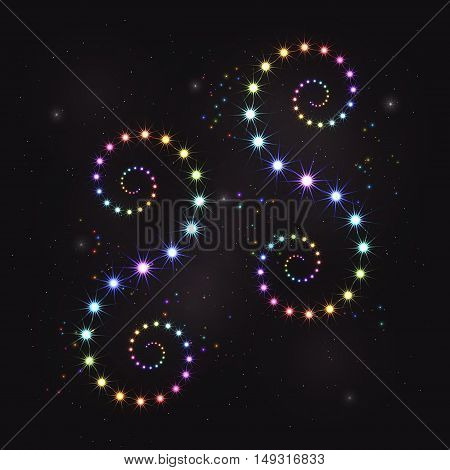Rainbow colorful star curls spiral decoration element