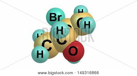 2S3R3-Bromobutan-2-ol chemical compound isolated on white. 3d illustration
