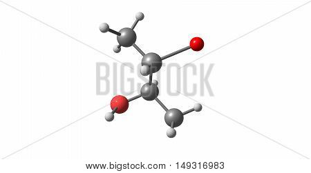 2S3R3-Bromobutan-2-ol chemical compound isolated on white. 3d illustration