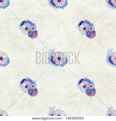 Seamless floral pattern with daisy flowers. Floral watercolor background.