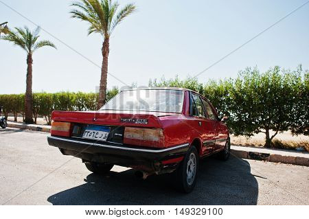 Hurghada, Egypt -20 August 2016: Peugeot 505 Gt Car With Egypt License Plate