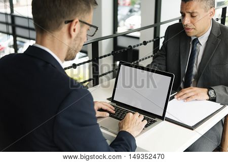 Layerspace Laptop Business Men Restaurant Concept
