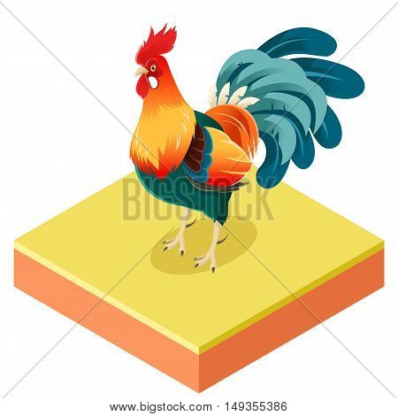 Vector image of the Isometric rooster icon