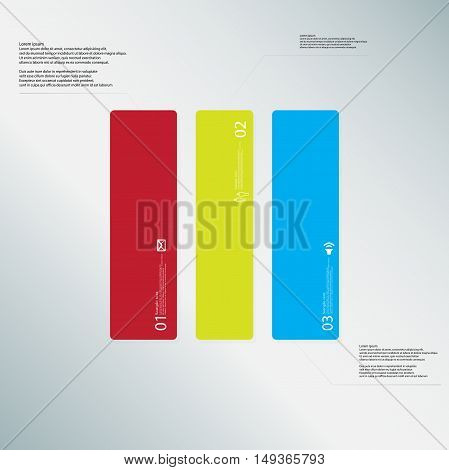 Rectangle Illustration Template Consists Of Three Color Parts On Light-blue Background
