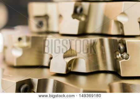 Set of modern milling cutters for metal on CNC milling machines. Cutter with replaceable inserts.