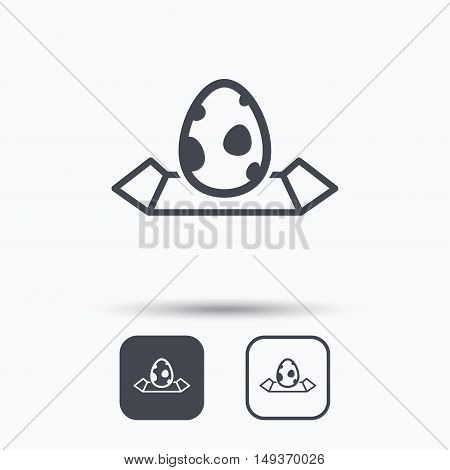 Dinosaur egg icon. Location map symbol. Pokemon egg concept. Square buttons with flat web icon on white background. Vector