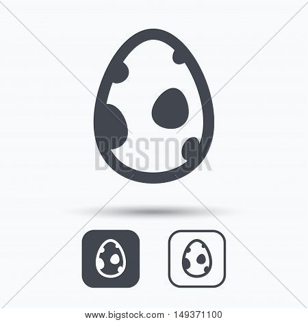 Dinosaur egg icon. Birth symbol. Pokemon egg concept. Square buttons with flat web icon on white background. Vector
