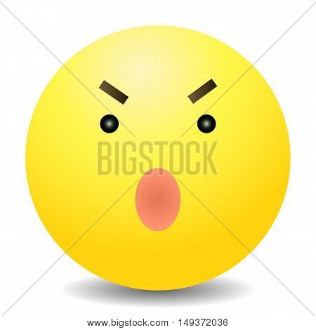 Vector Single Yellow Emoticon - Furious Face