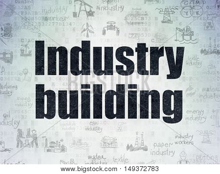 Industry concept: Painted black text Industry Building on Digital Data Paper background with   Hand Drawn Industry Icons