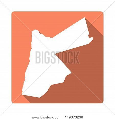 Vector Jordan Map Button. Long Shadow Style Jordan Map Square Icon Isolated On White Background. Fla