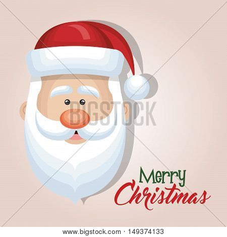cute cartoon face santa claus merry christmas card design vector illustration