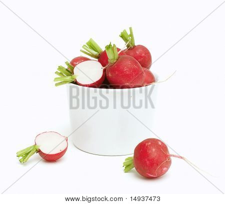 fresh radish in a white glass
