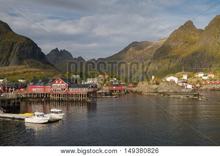 Fishing village of A on the Lofoten island,  Norway