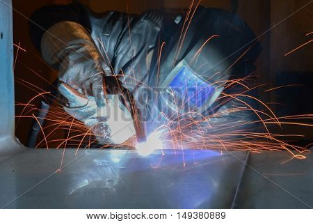 welder craftsman erecting technical steel spark trained fabricate