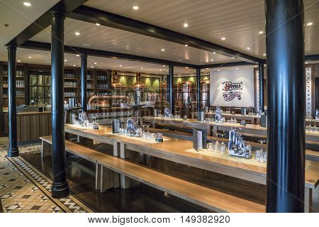 ROSTOCK, GERMANY - SEPTEMBER 15, 2016: Interior cabins on a Cruise ship  AIDAmar 