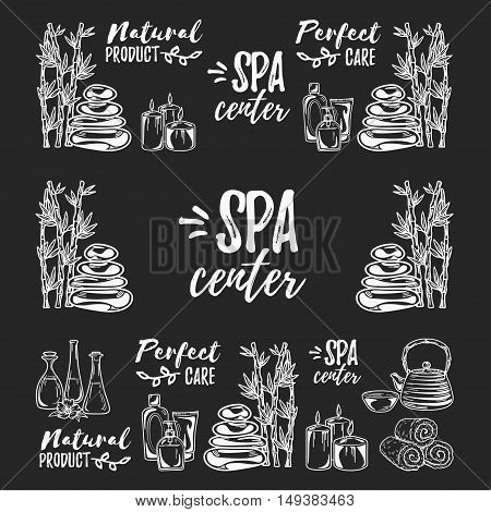 Hand drawn vector pattern SPA and Beauty pictures