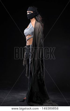 warrior figher women dressed different style in studio