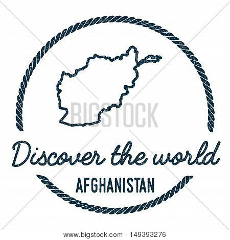 Afghanistan Map Outline. Vintage Discover The World Rubber Stamp With Afghanistan Map. Hipster Style