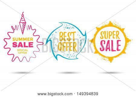 Sale label vector set. Sign discount different shapes.