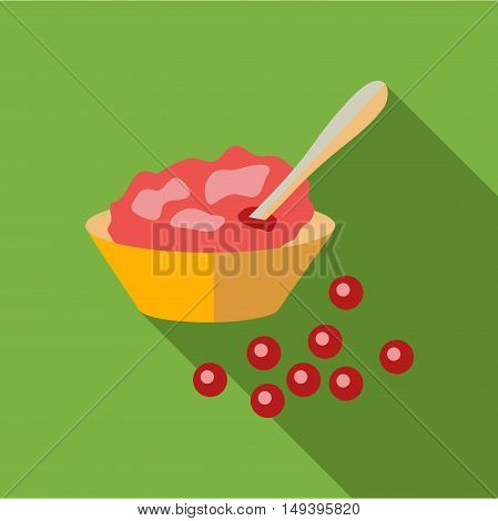 Cranberry sauce icon in flat style isolated with long shadow vector illustration