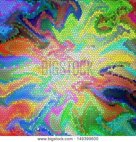Abstract coloring background of the abstract background with visual lighting, pinch, wave,mosaic,spherize and stained glass effects.Good for your project design