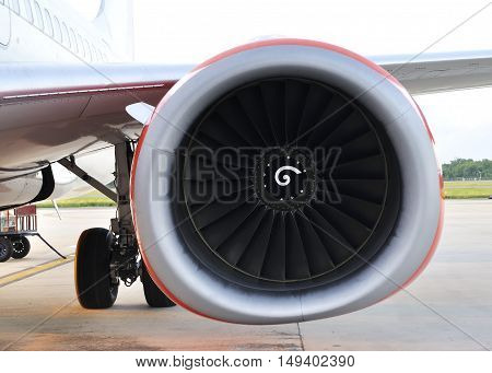 Airplane jet machine with a big propeller