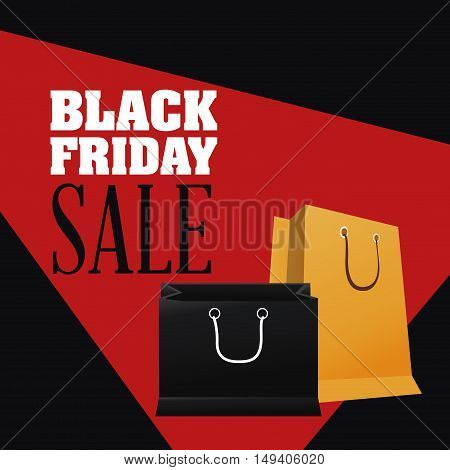 Shopping bag icon. Black Friday sale and offer theme. Red and black background. Vector illustration