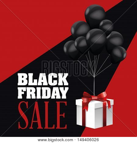Balloons icon. Black Friday sale and offer theme. Black and red background. Vector illustration