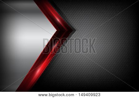 Dark carbon fiber and red overlap element abstract background vector illustration eps10