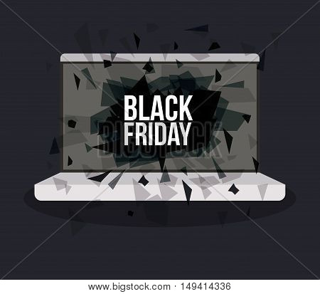 Laptop and abstract icon. Black Friday sale technology and offer theme. Vector illustration