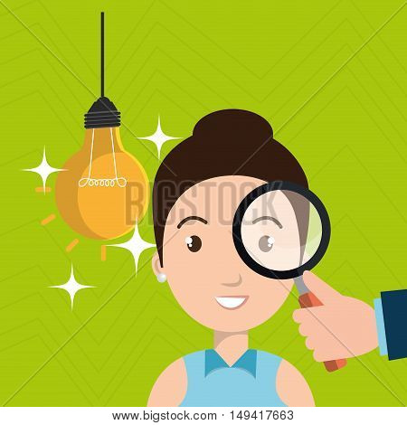 woman search idea think vcector illustration eps 10